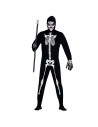 Tradineur - Disfraz de esqueleto - traje de color negro con diseño de huesos color blanco para jóvenes y adultos para carnaval,