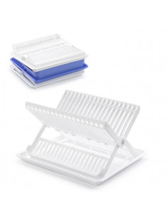 Tradineur - Escurreplatos de plástico con bandeja para agua, escurridor para hogar, 37 x 33 x 31 cm, color aleatorio