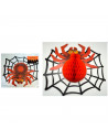 Tradineur - Araña colgante de cartón con cordón, decoración de Halloween, adorno festivo, fiestas, celebraciones, 37 x 43 cm