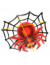 Tradineur - Araña colgante de cartón con cordón, decoración de Halloween, adorno festivo, fiestas, celebraciones, 37 x 43 cm