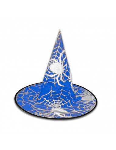 Tradineur - Gorro de bruja - Diseño de araña - Sombrero de maga, hechicera, disfraz carnaval, Halloween, fiestas - Diámetro 39 c