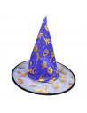 Tradineur - Gorro de bruja semitransparente decorado con calabazas, murciélagos, gatos - Sombrero de maga, hechicera, disfraz ca