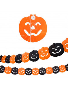 Tradineur - Guirnalda de calabaza de Halloween - Diseño clásico - Decoración y complementación para Halloween - Color naranja -