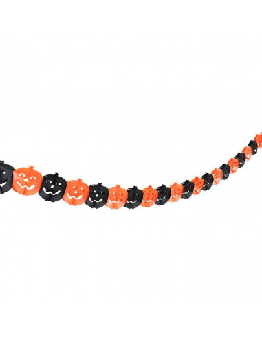 Tradineur - Guirnalda de calabaza de Halloween - Diseño clásico - Decoración y complementación para Halloween - Color naranja -