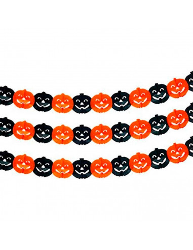 Tradineur - Guirnalda de calabaza de Halloween - Diseño clásico - Decoración y complementación para Halloween - Color naranja -