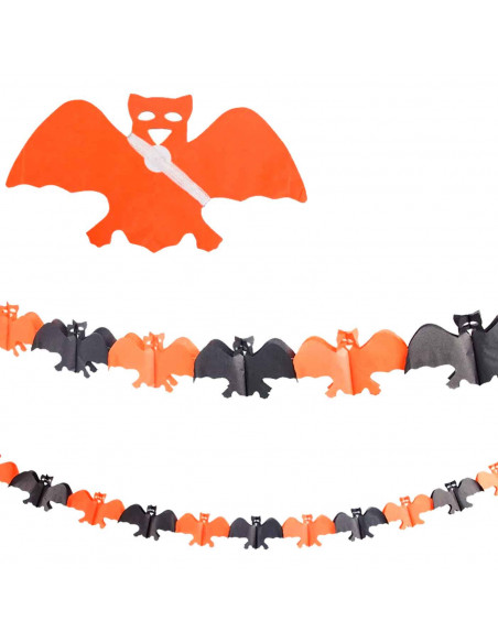 Tradineur - Guirnalda de murciélago de Halloween - Diseño clásico - Decoración y complementación para Halloween - Color Naranja/ Tradineur - Guirnalda de murciélago de Halloween - Diseño clásico - Decoración y complementación para Halloween - Color Naranja/