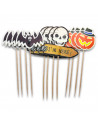 Tradineur - Set de 12 pinchos para halloween - Diseño de carabela, calabaza y murciélago - 10,5 cm de altura - Ideal para decora