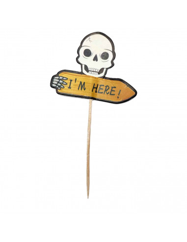Tradineur - Set de 12 pinchos para halloween - Diseño de carabela, calabaza y murciélago - 10,5 cm de altura - Ideal para decora