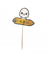 Tradineur - Set de 12 pinchos para halloween - Diseño de carabela, calabaza y murciélago - 10,5 cm de altura - Ideal para decora
