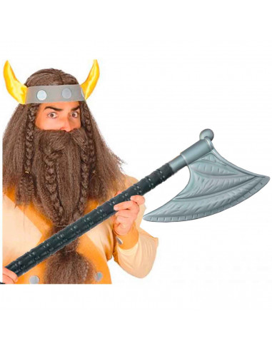 Tradineur - Hacha Vikinga - Fabricado en plástico - Apto para jóvenes y adultos - Complemento para carnaval, Halloween y celebra