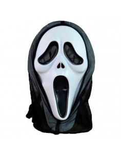 Tradineur - Máscara de scream, asesino con capucha - Apto para jóvenes y adultos - Complementos de disfraces para carnaval, hall