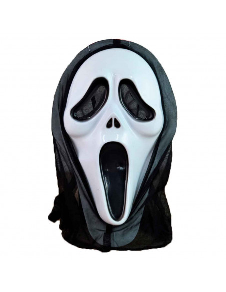 Tradineur - Máscara de scream, asesino con capucha - Apto para jóvenes y adultos - Complementos de disfraces para carnaval, hall