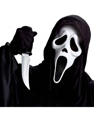 Tradineur - Máscara de scream, asesino con capucha - Apto para jóvenes y adultos - Complementos de disfraces para carnaval, hall