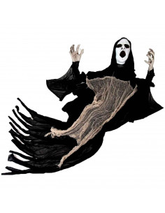 Tradineur - Fantasma de Halloween para colgar - Diseño clásico - Decoración y complementación para Halloween - Color blanco y ne
