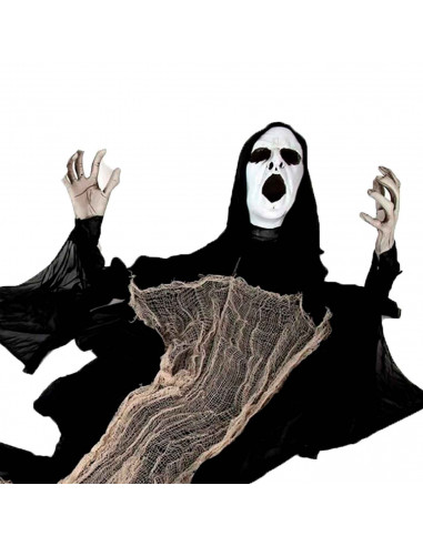 Tradineur - Fantasma de Halloween para colgar - Diseño clásico - Decoración y complementación para Halloween - Color blanco y ne