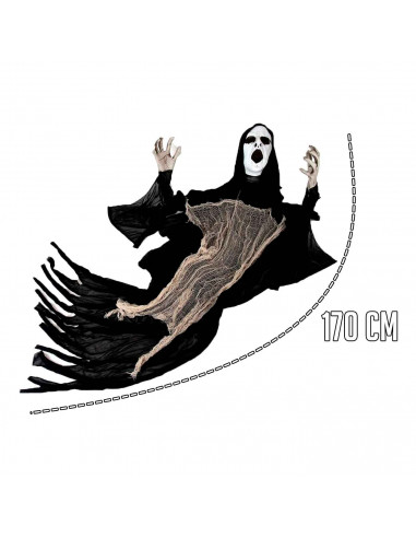 Tradineur - Fantasma de Halloween para colgar - Diseño clásico - Decoración y complementación para Halloween - Color blanco y ne