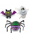 Tradineur - Pack de 3 figuras de Halloween - Fabricación en cartón - Murciélago, araña y fantasma - Ideal para la decoración en