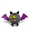 Tradineur - Pack de 3 figuras de Halloween - Fabricación en cartón - Murciélago, araña y fantasma - Ideal para la decoración en