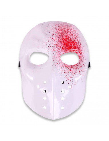 Tradineur - Máscara de jugador de hockey ensangrentado - Fabricado en plástico - Complemento de Halloween - 25 x 16,5 cm