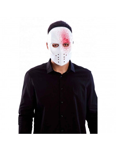 Tradineur - Máscara de jugador de hockey ensangrentado - Fabricado en plástico - Complemento de Halloween - 25 x 16,5 cm