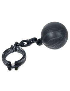 Tradineur - Grillete con bola de prisionero - Fabricado en plástico - Complemento de Halloween - 56 cm de longitud - Color gris