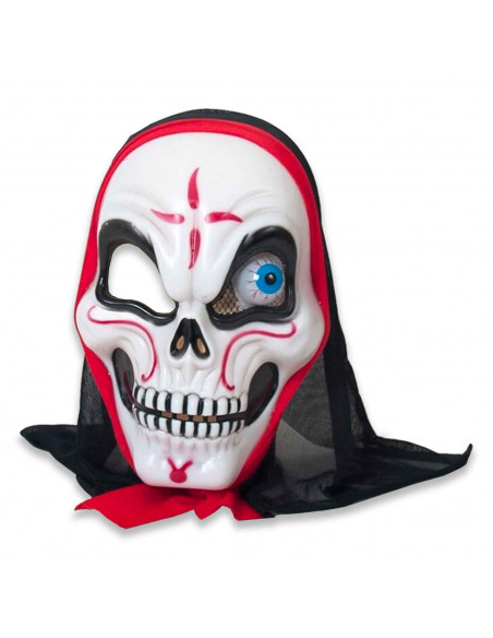 Tradineur - Máscara de calavera para Halloween - Fabricado en plástico - Complemento para disfraces de carnaval - 28 x 18 x 10 c