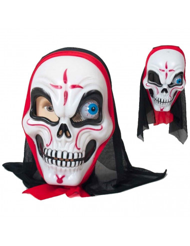 Tradineur - Máscara de calavera para Halloween - Fabricado en plástico - Complemento para disfraces de carnaval - 28 x 18 x 10 c