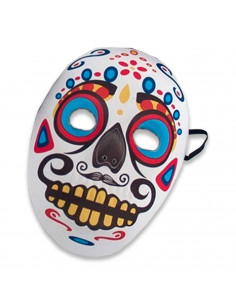 Tradineur - Máscara de calavera mexicana para Halloween - Fabricado en plástico - Complemento para disfraces de carnaval - 25 x
