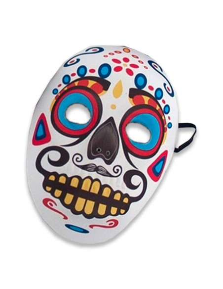 Tradineur - Máscara de calavera mexicana para Halloween - Fabricado en plástico - Complemento para disfraces de carnaval - 25 x Tradineur - Máscara de calavera mexicana para Halloween - Fabricado en plástico - Complemento para disfraces de carnaval - 25 x