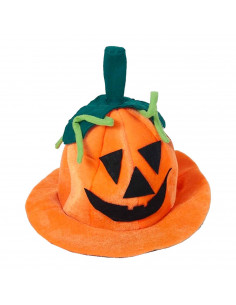 Tradineur - Sombrero de calabaza para Halloween - Fabricado en poliéster - Complemento para disfraces de carnaval - 19 x 32 x 32