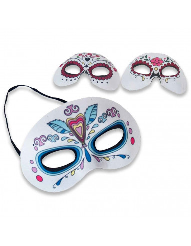 Tradineur - Antifaz con decorado mexicano - Complemento para carnaval, Halloween y celebraciones. - Color Surtido - 12,5 x 19 x