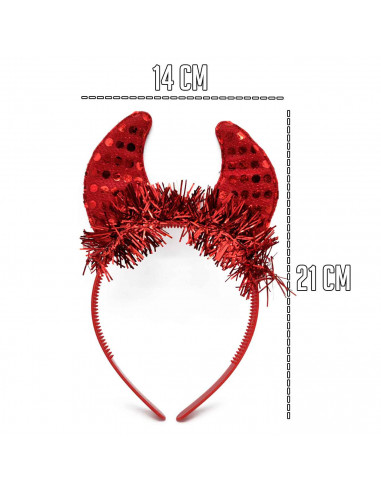 Tradineur - Diadema de demonio para Halloween - Apto para combinar con disfraces en fiestas y celebraciones, carnaval - Color ro
