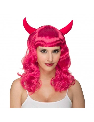 Tradineur - Peluca roja de demonio - Fabricado en poliéster - Complementos de disfraces para carnaval, halloween u otras celebra