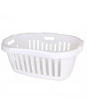 Cesta redondeada de color blanco para la ropa de 66 x 44 x 25 cm con capacidad de 50 litros. Cesto de plástico para la colada co