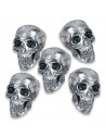 Tradineur - Set de 5 Calaveras para Halloween - Fabricado en plástico - Adorno para decoración - 11 x 7 x 9 cm - Color Gris