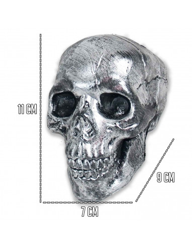 Tradineur - Set de 5 Calaveras para Halloween - Fabricado en plástico - Adorno para decoración - 11 x 7 x 9 cm - Color Gris