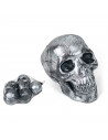 Tradineur - Set de 5 Calaveras para Halloween - Fabricado en plástico - Adorno para decoración - 11 x 7 x 9 cm - Color Gris