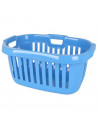 Cesta de color azul redondeada para la ropa de 66 x 44 x 25 cm con capacidad de 50 litros. Cesto de plástico para la colada con