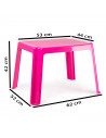 Tradineur - Mesa auxiliar de plástico baja, mesita para niños, estructura sólida, interior y exterior, salón, jardín (Rosa, 54 x