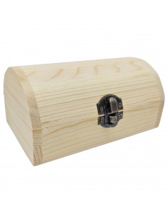 Tradineur - Caja de madera con tapa redonda, madera natural, cierre metálico, almacenaje joyas, manualidades, decoración, 6,8 x