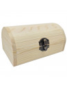 Tradineur - Caja de madera con tapa redonda, madera natural, cierre metálico, almacenaje joyas, manualidades, decoración, 6,8 x