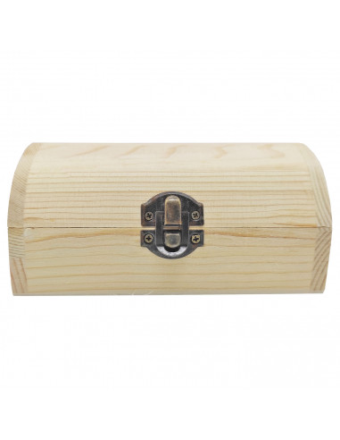 Tradineur - Caja de madera con tapa redonda, madera natural, cierre metálico, almacenaje joyas, manualidades, decoración, 6,8 x