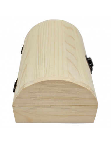 Tradineur - Caja de madera con tapa redonda, madera natural, cierre metálico, almacenaje joyas, manualidades, decoración, 6,8 x