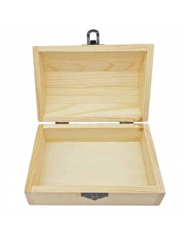 Tradineur - Caja de madera con tapa redonda, madera natural, cierre metálico, almacenaje joyas, manualidades, decoración, 6,8 x