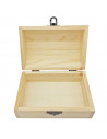 Tradineur - Caja de madera con tapa redonda, madera natural, cierre metálico, almacenaje joyas, manualidades, decoración, 6,8 x