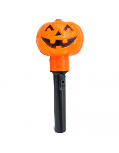 Tradineur - Antorcha de calabaza a pilas - Fabricado en plástico - Decoración para Halloween - Iluminación suave y homogénea.