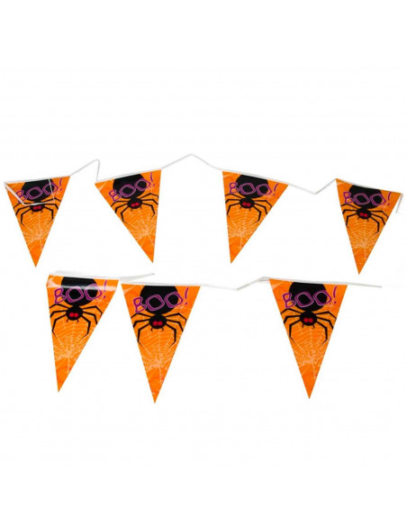 Tradineur - Banderitas para Halloween - Fabricado en plástico - Adorno para decoración - 3 Metros - Color Negro y Naranja