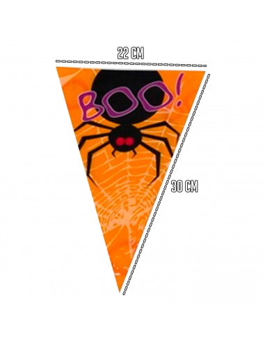 Tradineur - Banderitas para Halloween - Fabricado en plástico - Adorno para decoración - 3 Metros - Color Negro y Naranja