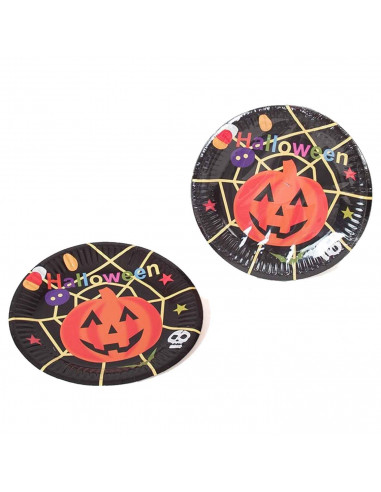 Tradineur - Set de platos de cartón desechables para Halloween - Ideal para compartir en halloween con amigos o familiares - 10