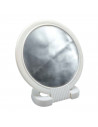 Tradineur - Espejo redondo de doble cara - Soporte de mano profesional con mango plegable - diámetro de 16 cm - color blanco